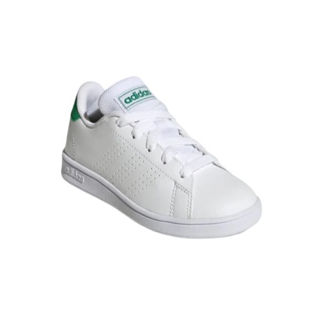 Adidas Advantage K GY6995 sneakers unisex in pelle bianco e verde
