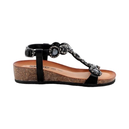 IGI&CO 5698200 sandali donna in pelle nero con decorazioni in pietra