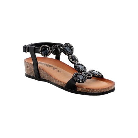 IGI&CO 5698200 sandali donna in pelle nero con decorazioni in pietra