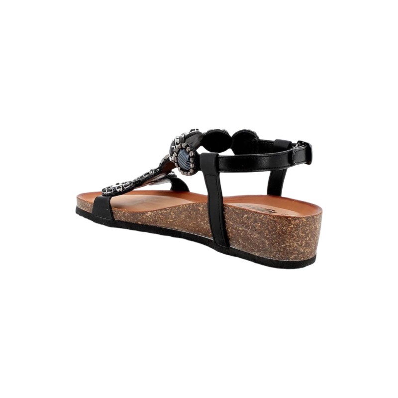 IGI&CO 5698200 sandali donna in pelle nero con decorazioni in pietra