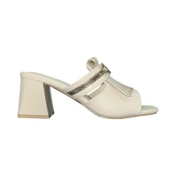 LAURA BIAGIOTTI 8527 sandali donna con tacco in pelle color crema