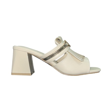 LAURA BIAGIOTTI 8527 sandali donna con tacco in pelle color crema
