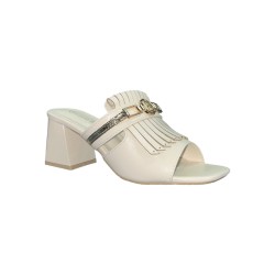 LAURA BIAGIOTTI 8527 sandali donna con tacco in pelle color crema 2