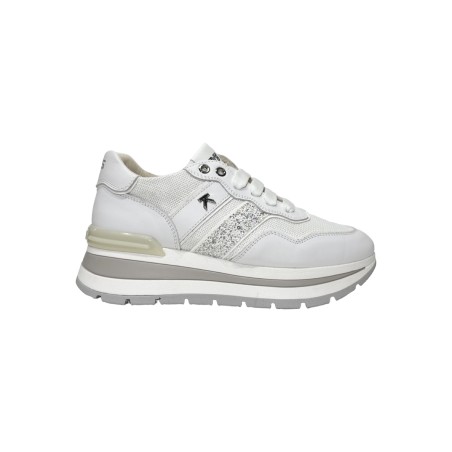 Keys K-10571 sneakers donna in pelle glitter bianco silver