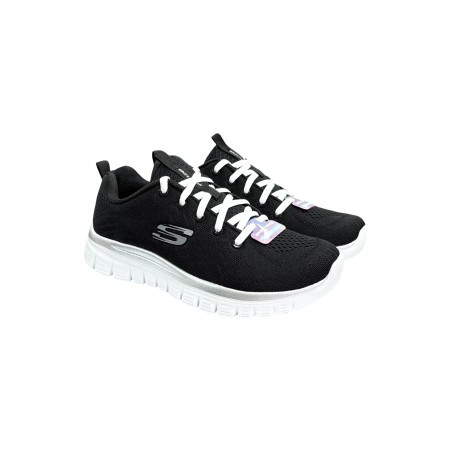 Skechers 12615/BKW sneakers donna in tessuto nero