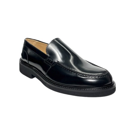 EXTON 2104 mocassini uomo in pelle abrasivata nero