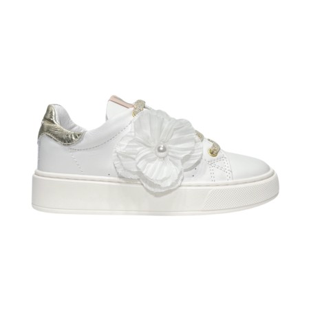 Balducci Kids KIAB1063B sneakers bambina in pelle bianco e platino