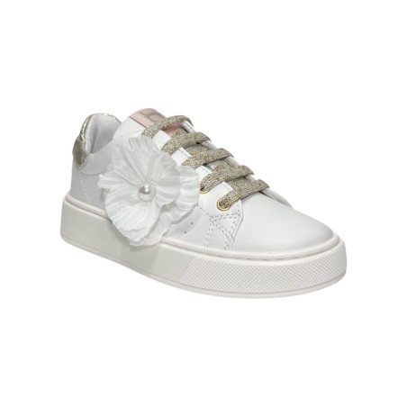 Balducci Kids KIAB1063B sneakers bambina in pelle bianco e platino