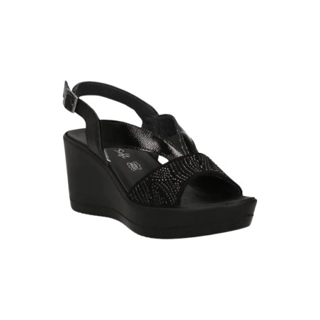ENVAL SOFT 5786000 sandali donna con rialzo in vernice nero