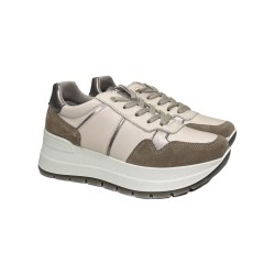 Igi&Co 6675411 sneakers donna in pelle e camoscio fango panna