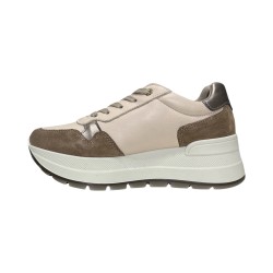 Igi&Co 6675411 sneakers donna in pelle e camoscio fango panna 2