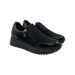 Enval Soft 6777500 slip on donna linea comoda in vernice e camoscio nero