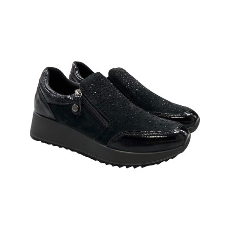 Enval Soft 6777500 slip on donna linea comoda in vernice e camoscio nero