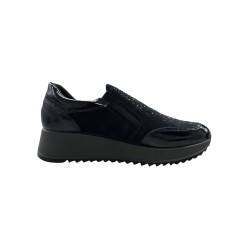 Enval Soft 6777500 slip on donna linea comoda in vernice e camoscio nero 2