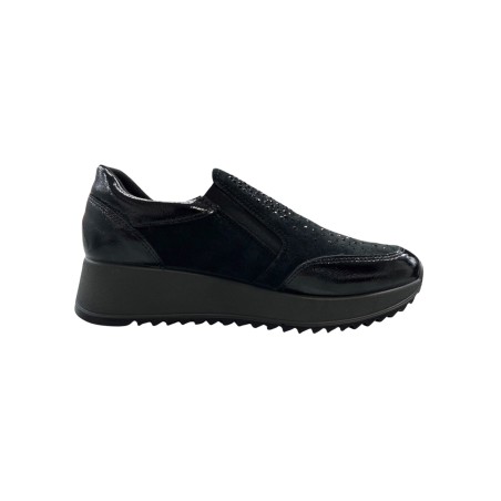 Enval Soft 6777500 slip on donna linea comoda in vernice e camoscio nero