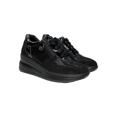 Enval Soft 6779800 sneakers donna in vernice e camoscio nero