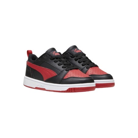 Puma Rebound V6 Lo Jr 393833 11 sneakers sportive unisex in pelle nero e rosso