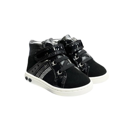 Primigi 6902722 sneakers bambina in vernice camoscio nero