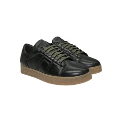 Exton 395 sneakers uomo in pelle color verde scuro