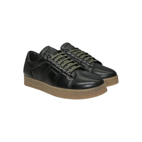Exton 395 sneakers uomo in pelle color verde scuro
