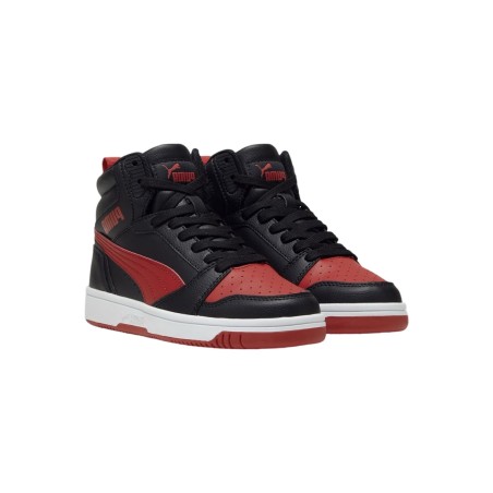 Puma Rebound V6 Mid Jr 393831 11 sneakers sportive unisex in in pelle nero rosso