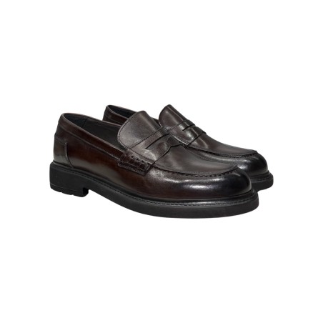 Exton 4420 mocassini uomo in pelle di vitello color castagno