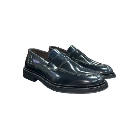 Exton 272 mocassini uomo in abrasivato blu