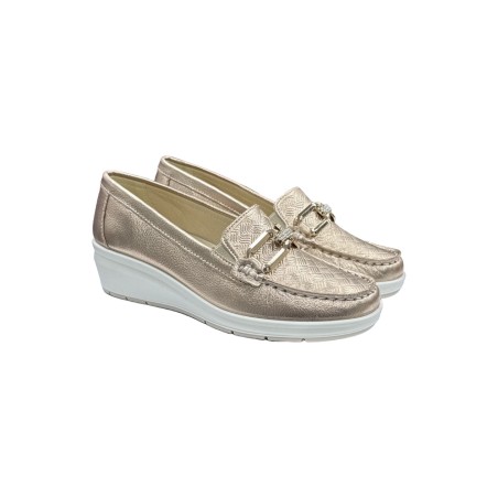Enval Soft 7752011 mocassini donna in pelle color champagne