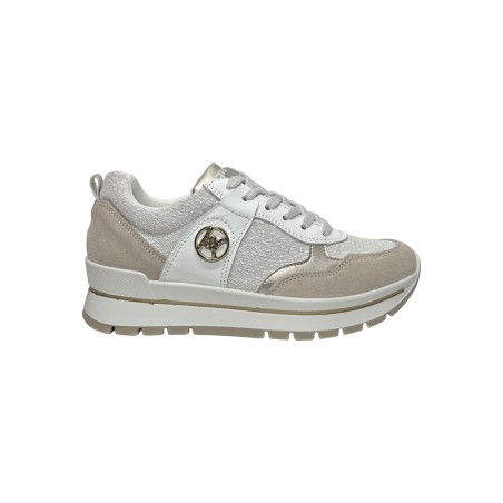 Igi&Co 7660511 sneakers donna in camoscio e pelle bianco beige