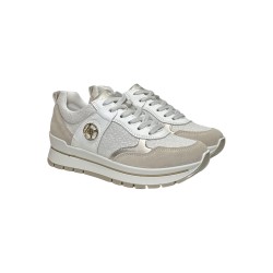 Igi&Co 7660511 sneakers donna in camoscio e pelle bianco beige 2