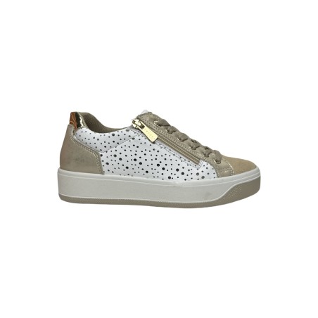 Igi&Co 7656466 sneakers donna in pelle e camoscio bianco platino
