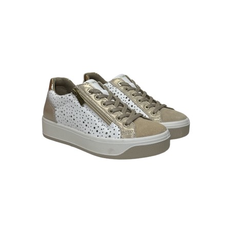 Igi&Co 7656466 sneakers donna in pelle e camoscio bianco platino