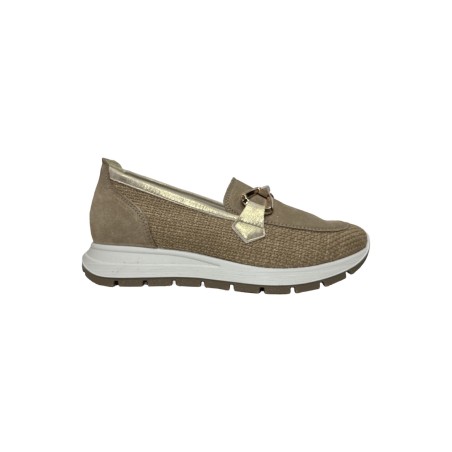 Igi&Co 7659711 mocassini donna in camoscio tessuto color biscotto