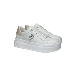 Renato Balestra RB2504 sneakers donna in similpelle bianco beige 2