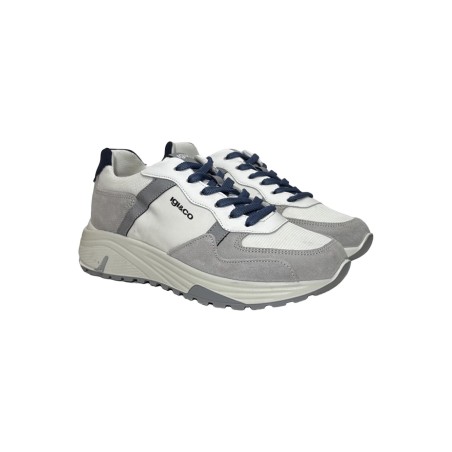 Igi&Co 7636233 sneakers uomo in tessuto e camoscio perla