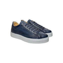 Exton 512 sneakers uomo in pelle microforata blu marine 2