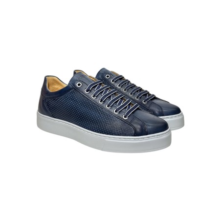Exton 512 sneakers uomo in pelle microforata blu marine