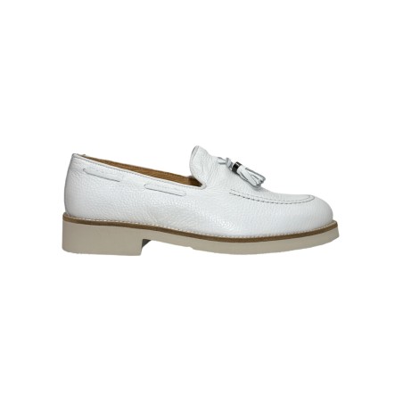Exton 2174 mocassini uomo in pelle bianco