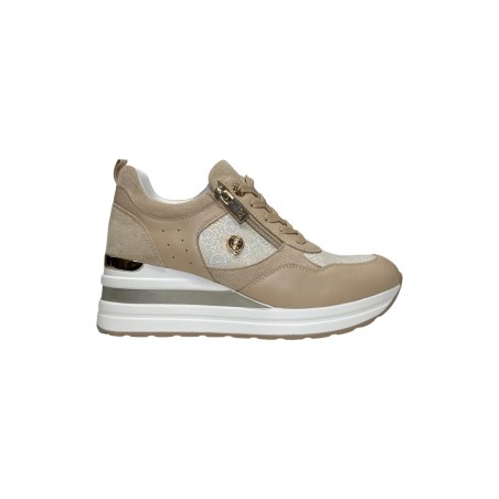 Queen Helena Shoes X32-23 sneakers donna in similpelle beige