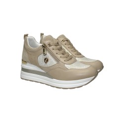 Queen Helena Shoes X32-23 sneakers donna in similpelle beige 2