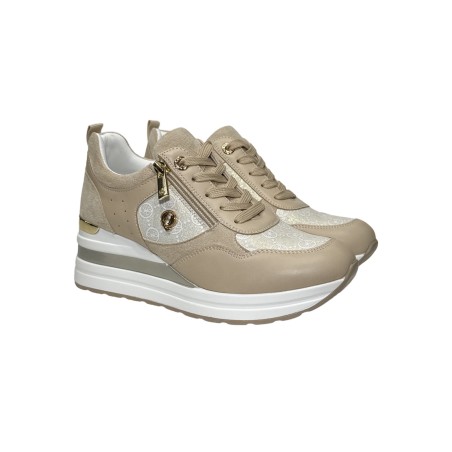 Queen Helena Shoes X32-23 sneakers donna in similpelle beige