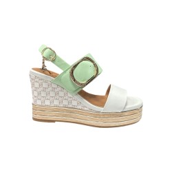 Nazareno Gabrielli 7312 sandali donna in pelle verde e bianco