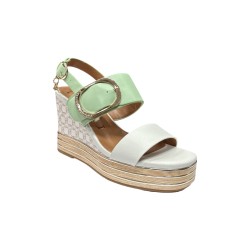 Nazareno Gabrielli 7312 sandali donna in pelle verde e bianco 2
