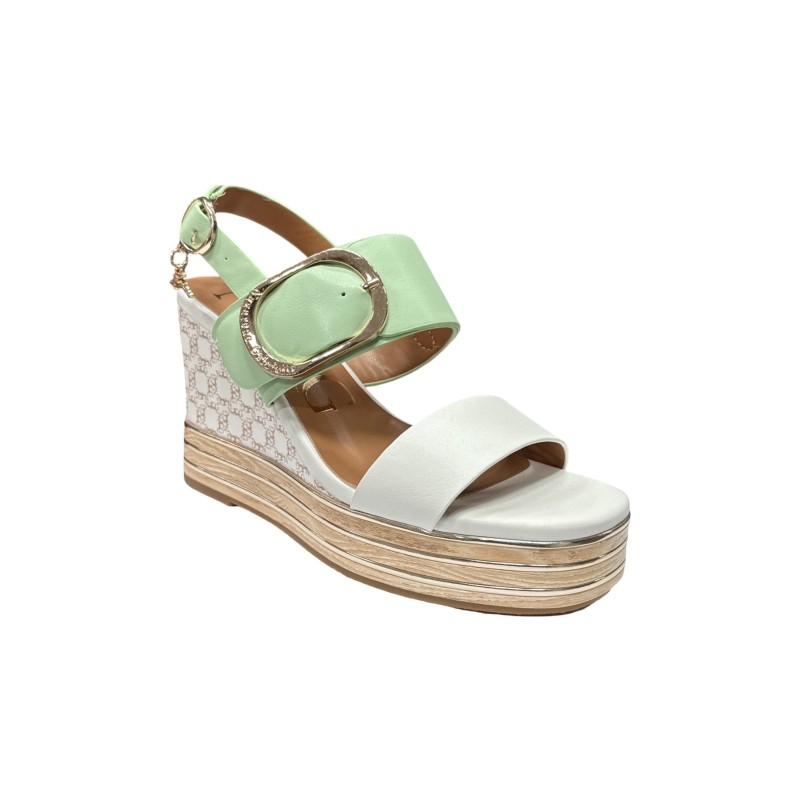 Nazareno Gabrielli 7312 sandali donna in pelle verde e bianco