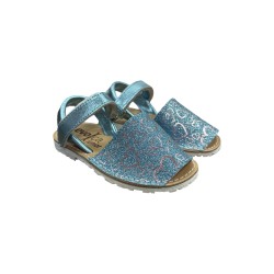 Evoca Shoes sandali bambina in pelle laminata celeste