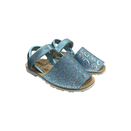 Evoca Shoes sandali bambina in pelle laminata celeste