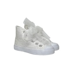 DXO Vigevano C88 sneakers bambina in tessuto di pizzo bianco