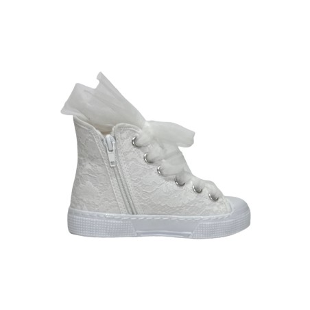 DXO Vigevano C88 sneakers bambina in tessuto di pizzo bianco
