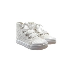 DXO Vigevano C88 sneakers bambina in tessuto macrame' bianco