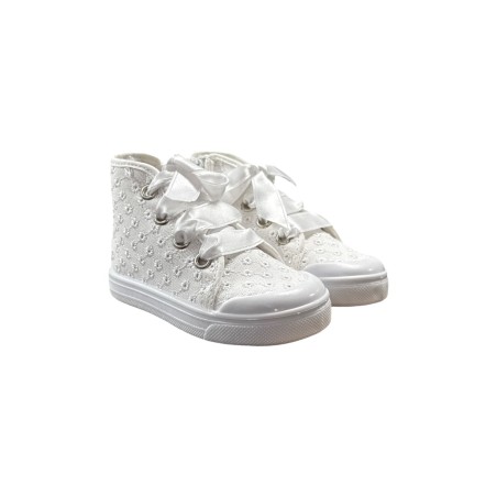 DXO Vigevano C88 sneakers bambina in tessuto macrame' bianco